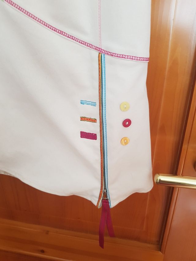 Falda midi algodón - Rosa/Blanco