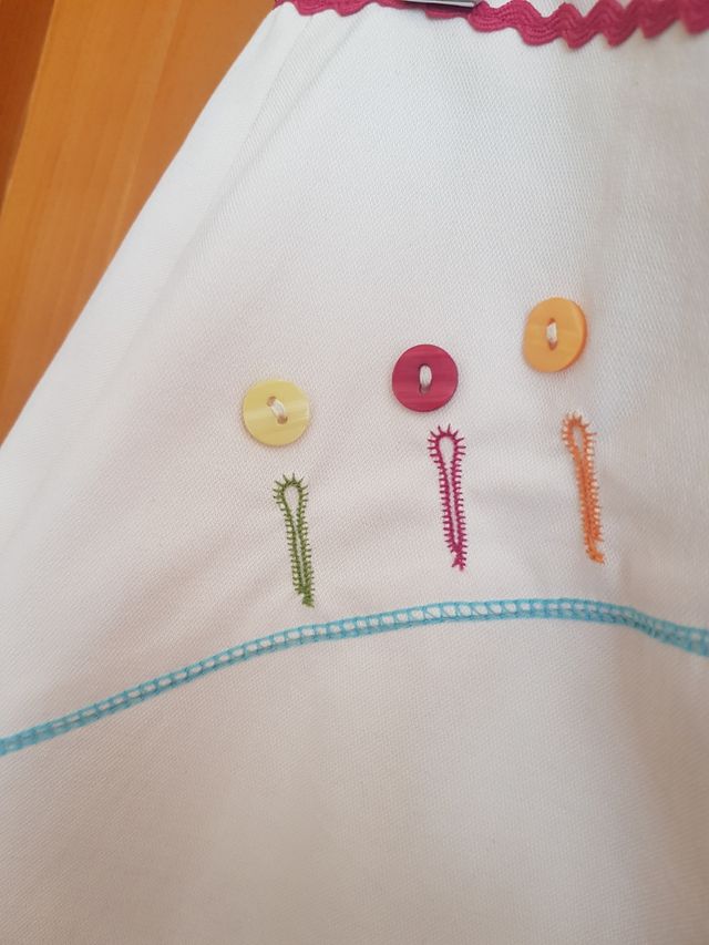 Falda midi algodón - Rosa/Blanco