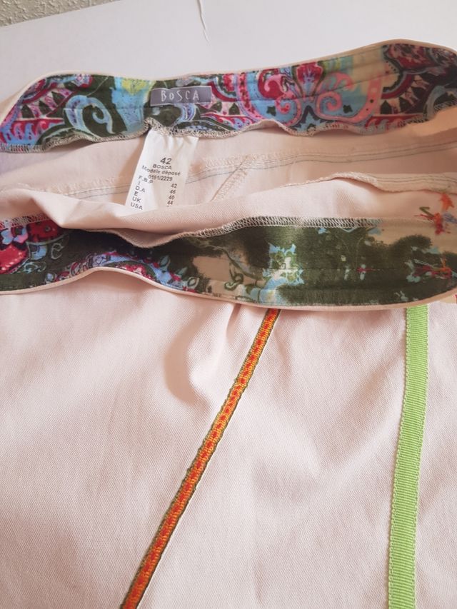 Falda midi algodón - Rosa/Blanco