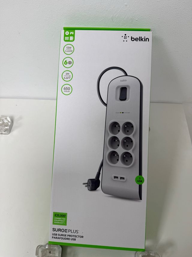 Belkin Tomada 6 Portas 2 USB com Proteção Preto/Branco