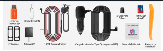 Dashcam coche retrovisor 4k