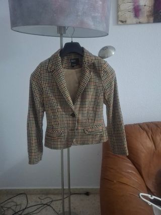 Chaqueta Blanco cuadros beige-marrón