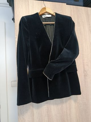 Americana Zara terciopelo negra - Talla S