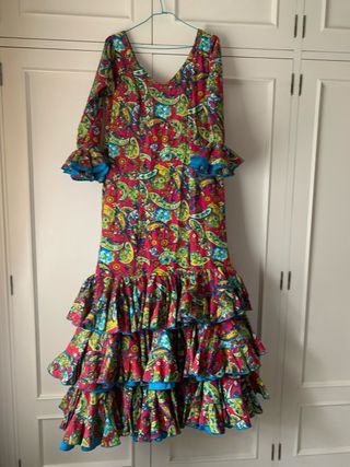 Traje gitana rojo turquesa