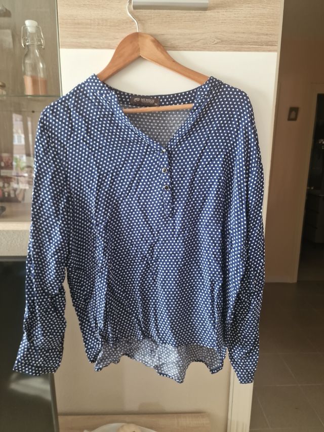 Camisa Menglu lunares azul - Talla 9