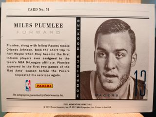 Miles Plumlee #51 - Cromo Firmado