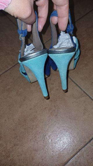 Sandalias tacón azul-turquesa