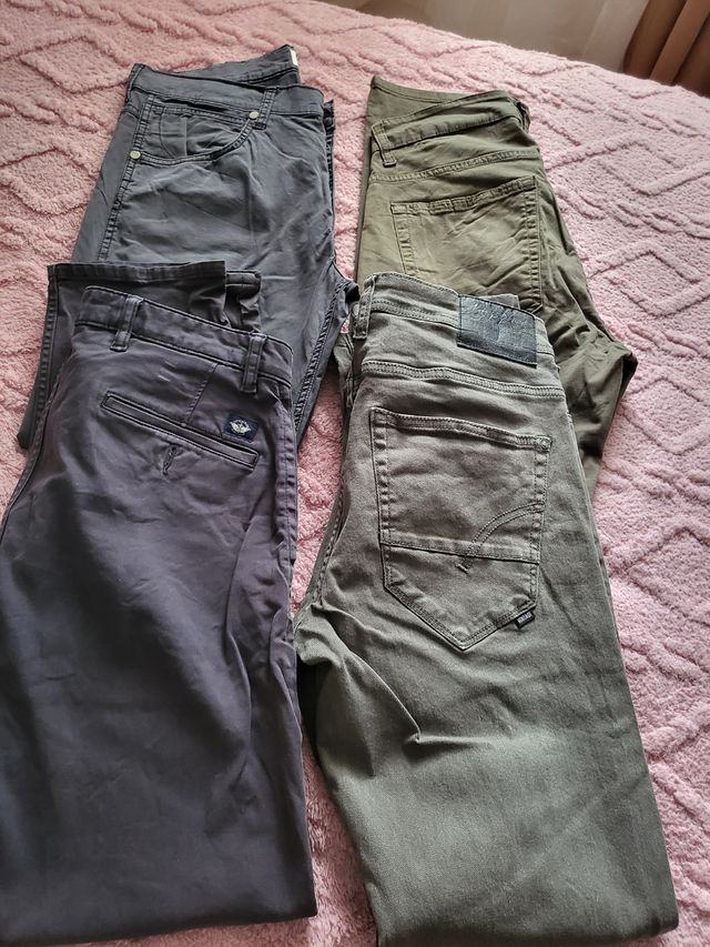 4 Pantalones Hombre - Gris & Verde