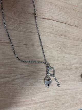 Collar Lotus plata - Corazón y llave