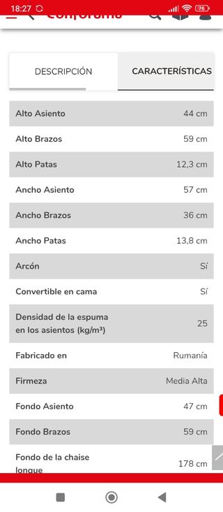 Sofá rinconera 3 plazas Conforama