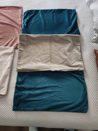 4 fundas cojín terciopelo 30x50 - beige, verde azu