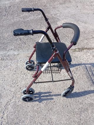 Andador con asiento y cesta