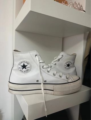 Converse plataforma blancas piel