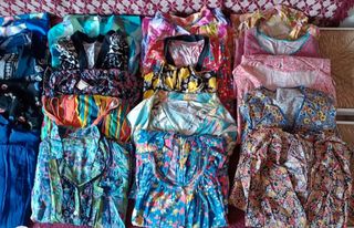 Lotto di 60 vestiti lunghi da donna L/XL/XXL