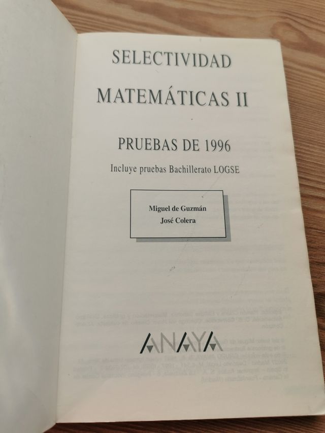 Selectividad Matemáticas II. 1996