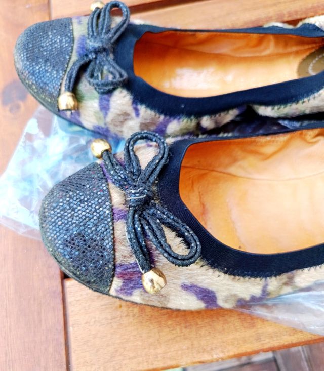 Manoletinas bailarinas café noir camuflaje talla 4