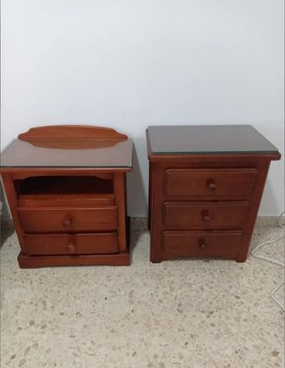 Mesitas noche madera - 2 uds