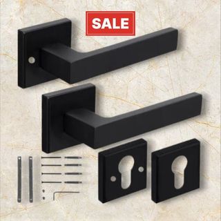 5X COPPIA MANIGLIA QUADRATA PER PORTE INTERNE NERO