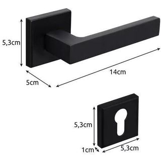 5X COPPIA MANIGLIA QUADRATA PER PORTE INTERNE NERO