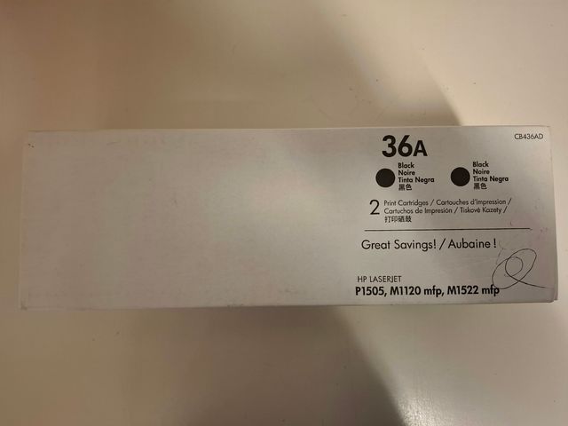 Toner nero hp 36A, CB436AD Confezione da 2 NUOVO