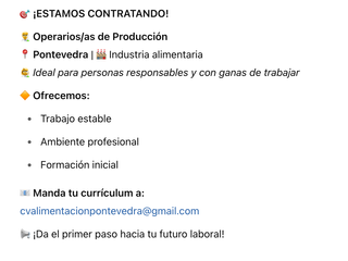 oferta de empleo - operario de producción