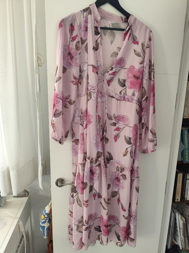 Vestido camisero gasa Rosa.