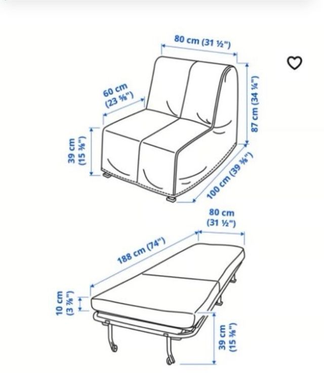 Sillon cama invidivual+funda ikea