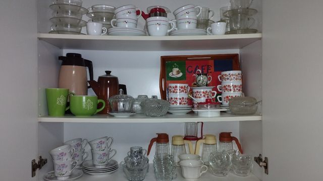 Juego vajilla, café, porcelana y cristaleria