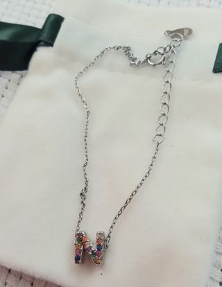 Pulsera Plata inicial N multicolor