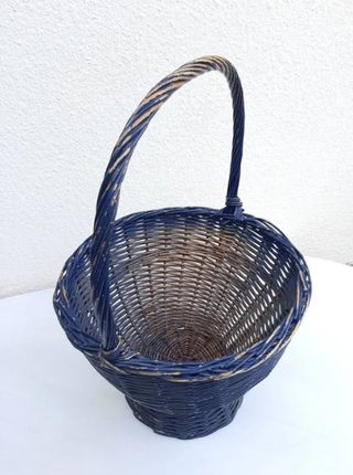 Cesta mimbre azul vintage