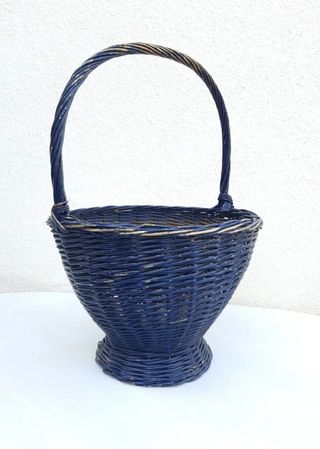 Cesta mimbre azul vintage