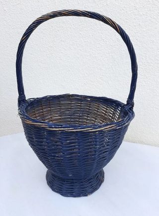 Cesta mimbre azul vintage