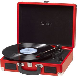 Tocadiscos Denver portátil rojo nuevo en su caja 
