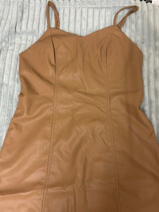 Vestido marrón polipiel - NUEVO