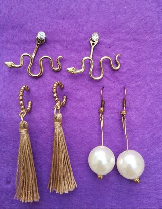 Pendientes serpiente & borlas dorados