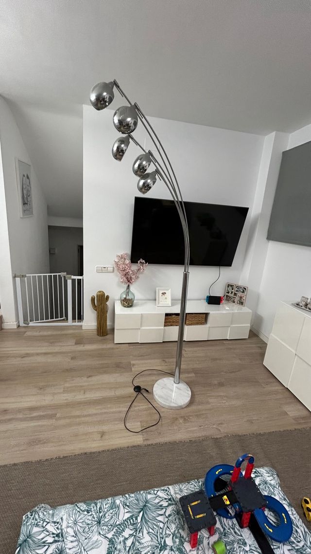 Lámpara arco 5 luces - plata, mármol