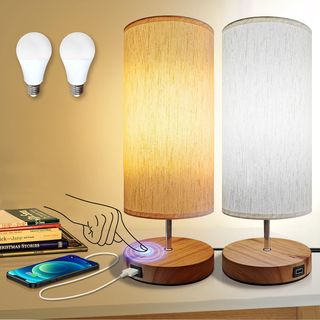Lámparas LED LVEHO con Base de Madera (Set de 2)