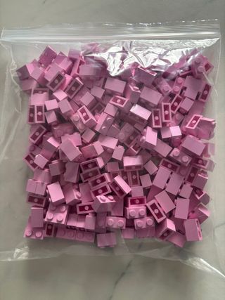 LEGO Ladrillo rosa 1x2 x100