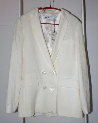 Zara Blazer Estivo Giacca in Lino e Cotone Panna
