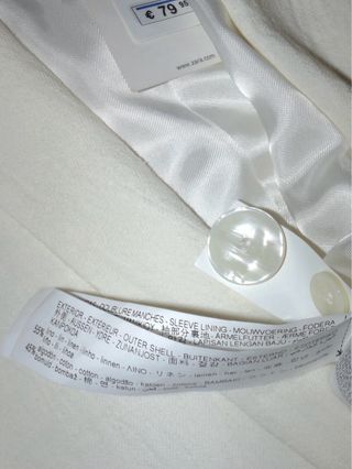 Zara Blazer Estivo Giacca in Lino e Cotone Panna