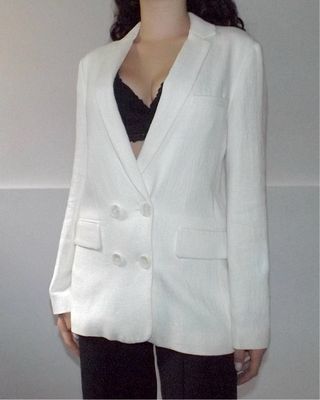 Zara Blazer Estivo Giacca in Lino e Cotone Panna