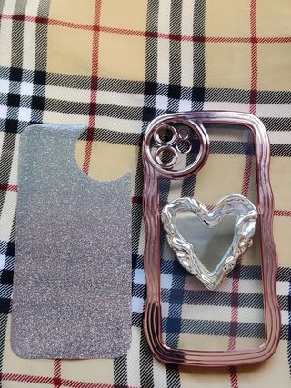 Funda iPhone 11,  2 en 1, rosa con espejo