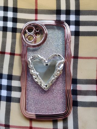 Funda iPhone 11,  2 en 1, rosa con espejo