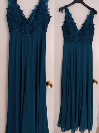 Vestido fiesta turquesa pedrería