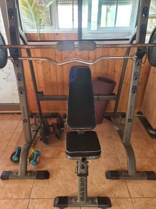 Banco multipower con discos y barras