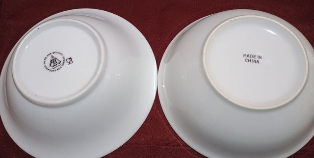 2 coppette ceramica bianca bordo fiori 