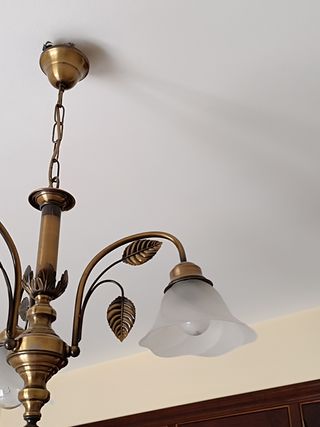 Lámpara de bronce y metal 3 focos