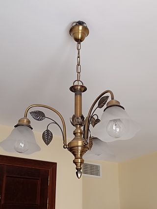 Lámpara de bronce y metal 3 focos