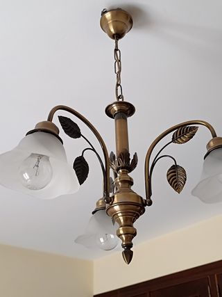 Lámpara de bronce y metal 3 focos