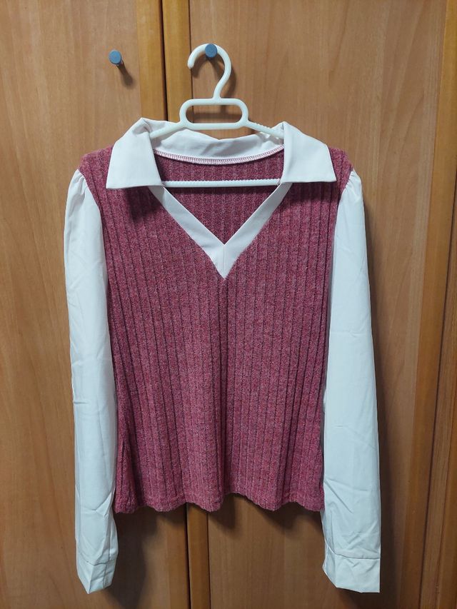 Blusa rosa y blanca - 2 en 1